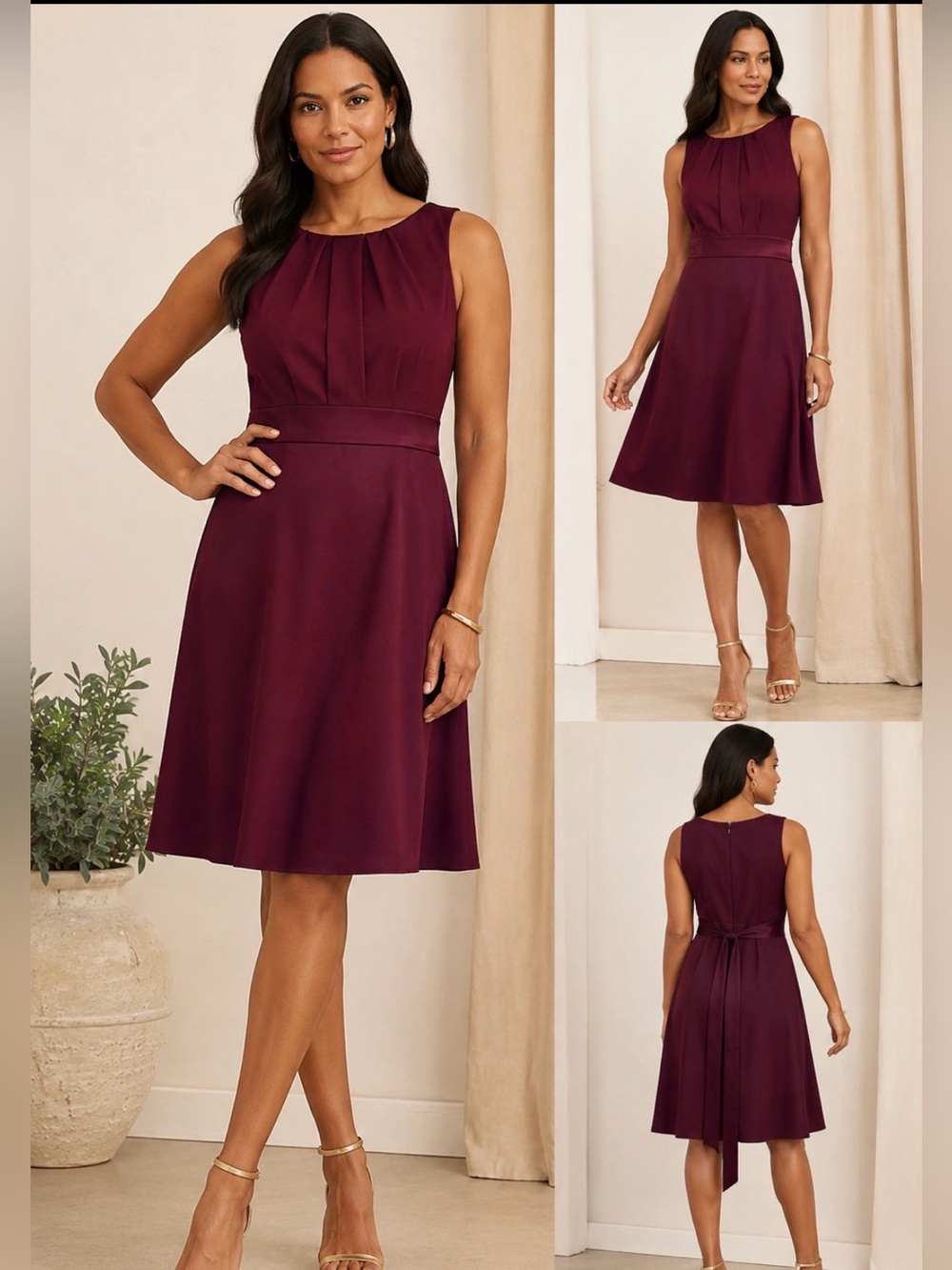 Talbots Sleeveless A-Line Dress in Burgundy